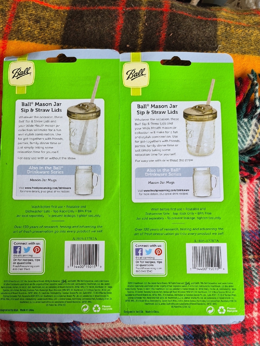 Ball Sip & Straw Lids Set Wide Mouth Jars 4 lids 4 straws - Picture 2 of 2